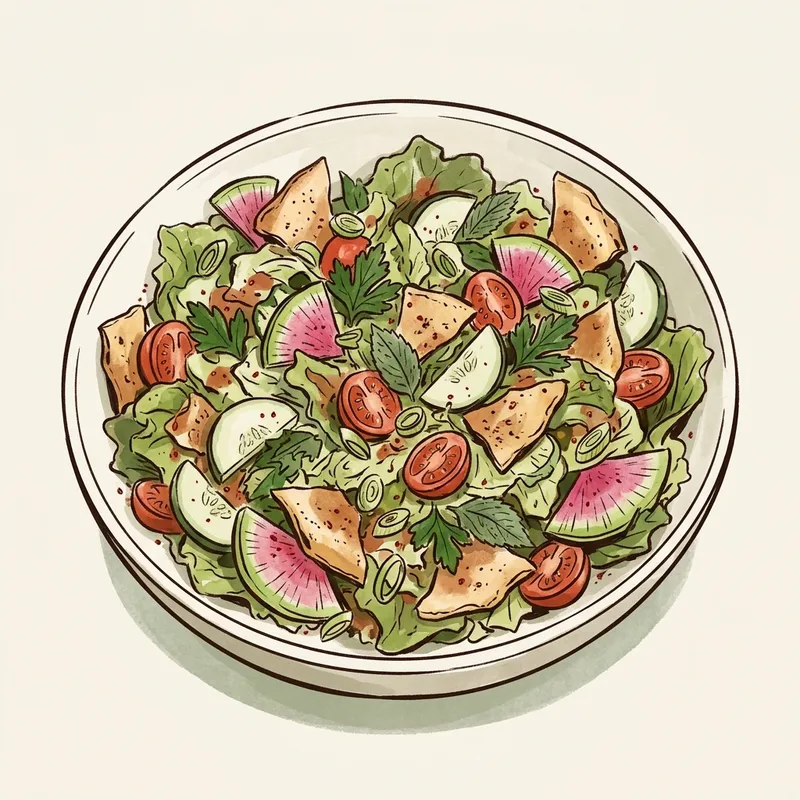 Illustration de Salade fattouch à la libanaise